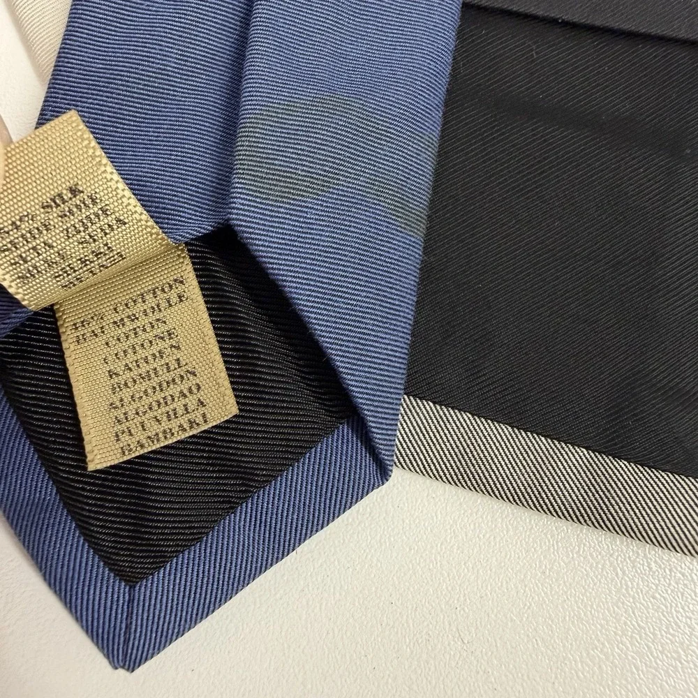 Burberry London Recent Tie Nova Check Plaid Blue/Black Silk Cotton 3.25